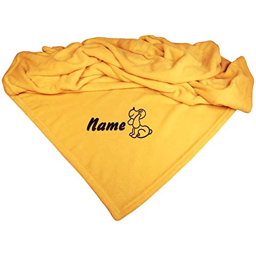 Schecker Mikrofaserdecke Premium 1Stück 150 cm x 95 cm Hund mit Name - Gelb Schecker Mikrofaserdecke Premium 1Stück 150 cm x 95 cm Hund mit Name - Gelb von Schecker