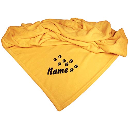 Schecker Mikrofaserdecke Premium 1Stück 150 cm x 95 cm Pfotenspur mit Name Gelb Schecker Mikrofaserdecke Premium 1Stück 150 cm x 95 cm Pfotenspur mit Name Gelb von Schecker