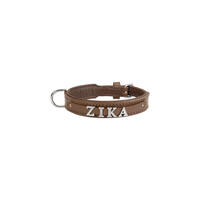 Schecker - MyName Leder-Halsband, braun [30 cm x 15 mm - Buchstabentyp: Cowboy] von Schecker