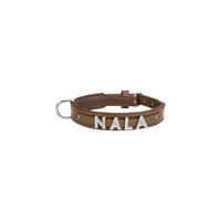 Schecker - MyName Leder-Halsband, braun [30 cm x 15 mm - Buchstabentyp: Kristall] von Schecker