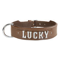 Schecker - MyName Leder-Halsband, braun [55 cm x 35 mm - Buchstabentyp: Cowboy] von Schecker