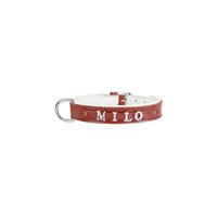 Schecker - MyName Leder-Halsband, rot [30 cm x 15 mm - Buchstabentyp: Cowboy] von Schecker