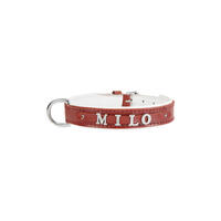 Schecker - MyName Leder-Halsband, rot [35 cm x 15 mm - Buchstabentyp: Cowboy] von Schecker