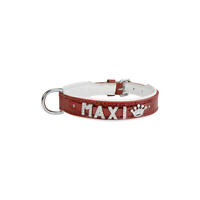 Schecker - MyName Leder-Halsband, rot [35 cm x 15 mm - Buchstabentyp: Kristall] von Schecker