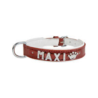 Schecker - MyName Leder-Halsband, rot [45 cm x 25 mm - Buchstabentyp: Kristall] von Schecker