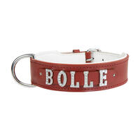 Schecker - MyName Leder-Halsband, rot [50 cm x 35 mm - Buchstabentyp: Cowboy] von Schecker