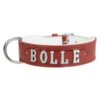 Schecker - MyName Leder-Halsband, rot [55 cm x 35 mm - Buchstabentyp: Cowboy] von Schecker