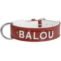 Schecker - MyName Leder-Halsband, rot [60 cm x 35 mm - Buchstabentyp: Kristall] von Schecker