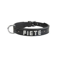 Schecker - MyName Leder-Halsband, schwarz [45 cm x 25 mm - Buchstabentyp: Kristall] von Schecker