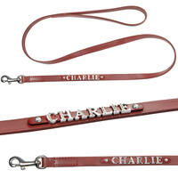 Schecker - MyName Lederleine, rot [120 cm x 15 mm - Buchstabentyp: Cowboy] von Schecker