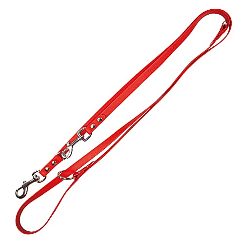 Schecker Orginal Biothane® Verlängerungsleine Hundeleine 3 Fach verstellbar 2,2 Meter lang 16mm rot von Schecker