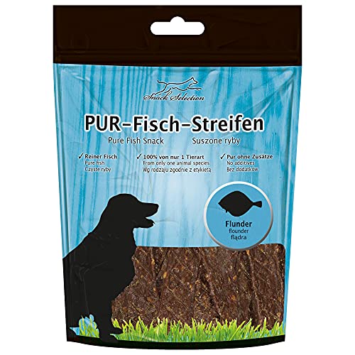 Schecker PUR Kaustreifen Flunder 100 g Hundesnack 100% Gluten- und getreidefrei ideal für empfindliche Hunde(-rassen) und Allergiker von Schecker