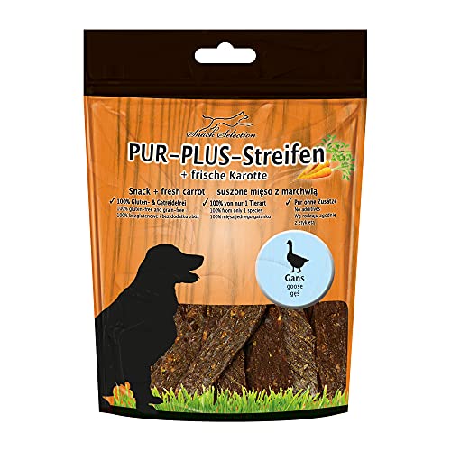 Schecker PUR Plus Kaustreifen 1 x 100g Gans + Karotte getrocknet 100g ohne Zusätze Hundesnack von Schecker