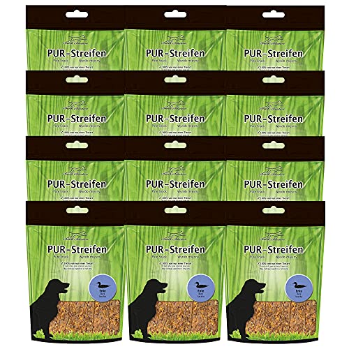 Schecker 12 x 100g Pur Streifen Ente - Pur und Sortenrein - 100% Ente von Schecker