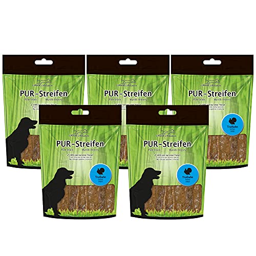 Schecker Hundeleckerli - PUR Streifen Truthahn - Gluten- und getreidefrei - leicht teilbar und wunderbar weich - 5 x 100g Schecker Hundeleckerli - PUR Streifen Truthahn - Gluten- und getreidefrei - leicht teilbar und wunderbar weich - 5 x 100g von Schecker