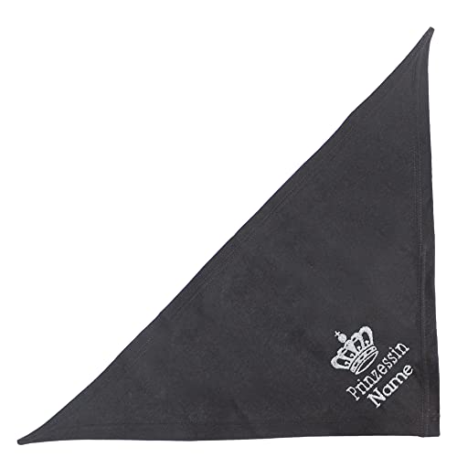 Schecker Schwarz 50cm Besticktes Hundehalstuch mit Text Prinzessin + Krone + Hundename – Bandana hochwertig Bestickt Größen Schecker Schwarz 50cm Besticktes Hundehalstuch mit Text Prinzessin + Krone + Hundename – Bandana hochwertig Bestickt Größen von Schecker