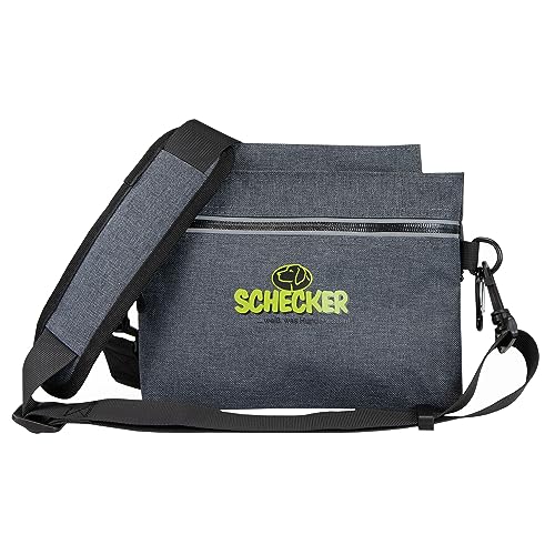 Schecker Trainingstasche Multi - Leckerli Tasche - Gürteltasche - grau - 23 x 18 m - mit Bauchgurt und Schultergurt von Schecker