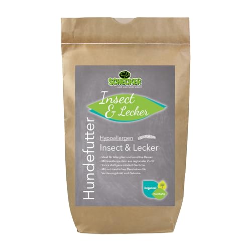 Schecker Trockenfutter mit Insektenprotein für Hunde - hpoallergen Insect & Lecker - vollwertig - alternativ - nachhaltig 3 kg von Schecker