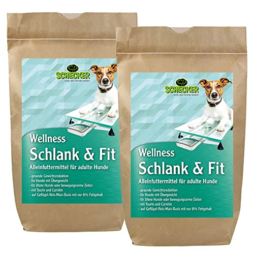 Schecker Trockenfutter - Wellness Schlank und Fit Huhn - für gesunde Gewichtsreduktion ausgewachsener Hunde 2 x 12 kg = 24 kg von Schecker