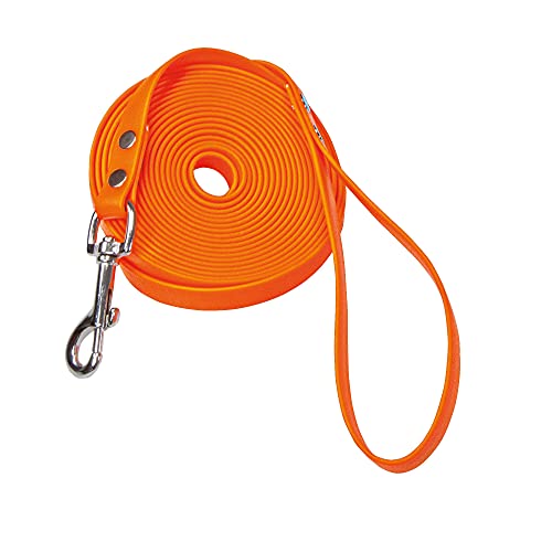 Schecker orange Biothane® Schleppleine mit Handschlaufe, 10 m / 19 mm extrem widerstandsfähig, witterungsbeständig und reißfest von Schecker