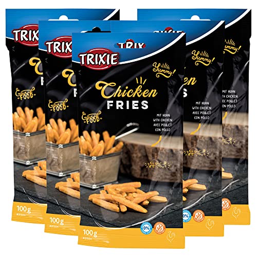 Trixie Chicken Fries 5x100g - fettarmer Snack - aus Hühnchenfleisch mit glutenfreiem Reismehl von Schecker