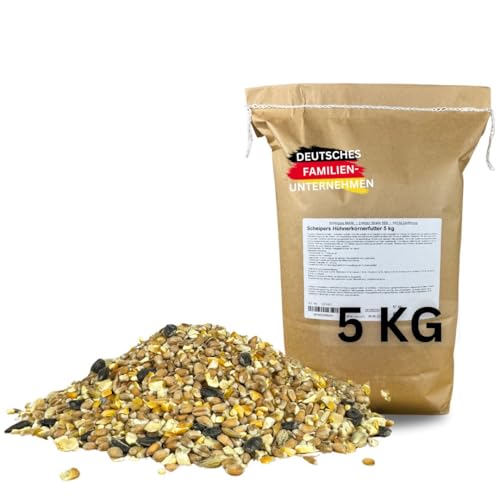 Scheipers Mühle Hühnerkörnerfutter 25kg – Premium Hühnerfutter – OHNE GENTECHNIK, HOCHWERTIG, NATÜRLICH & GESUND – ideal für Hühner, Legehennen, Enten, Gänse & Geflügel (25 kg) (5 kg) von Scheipers Mühle