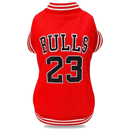 Scheppend Hundebekleidung, Basketball-Netzgewebe, atmungsaktives T-Shirt, Haustierkleidung, Welpen, Sportbekleidung, Frühling/Sommer, modisches Hunde-Shirt, Rot, Größe XXL von Scheppend