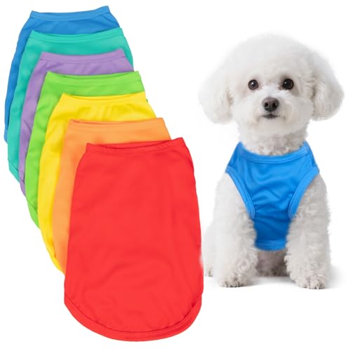 Scheppend 7-teiliges Hunde-Shirt, solides Welpen-Top, leichtes und atmungsaktives Haustier-Shirt für den Sommer, ärmellose Weste für kleine Hunde und Katzen, Größe L Scheppend 7-teiliges Hunde-Shirt, solides Welpen-Top, leichtes und atmungsaktives Haustier-Shirt für den Sommer, ärmellose Weste für kleine Hunde und Katzen, Größe L von Scheppend