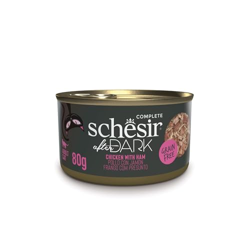 Schesir, Komplettes Nassfutter After Dark Hähnchenfilets mit Schinken in Brühe (12 Dosen x 80 g) von Schesir