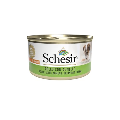 Schesir, Nassfutter für Erwachsene Hunde mit Huhn und Lamm, aus weichem Gelee (24 Dosen à 85 g) von Schesir