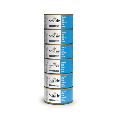 Schesir, Nassfutter für Erwachsene Katzen, Thunfisch, Filets und Gelee, 100% natürlich, Packung mit 6 Dosen x 85 g von Schesir