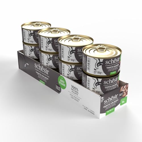 Schesir, Thunfisch mit Tintenfischen in Gelee, komplettes Nassfutter für Katzen, in Dose, mit zusätzlichen Vitaminen, 100% natürlich, 12 x 85 g Schesir, Thunfisch mit Tintenfischen in Gelee, komplettes Nassfutter für Katzen, in Dose, mit zusätzlichen Vitaminen, 100% natürlich, 12 x 85 g von Schesir