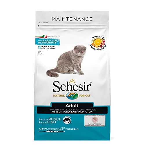Schesir Cat Adult Maintenance Fisch, Katzenfutter trocken für erwachsene Katzen, Beutel, 1.5 kg von Schesir
