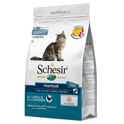 Schesir Cat Adult Maintenance Hairball mit Huhn, Katzenfutter trocken für Erwachsene Katzen, Trockenfutter im Beutel, 1er Pack (1 x 400 g) von Schesir