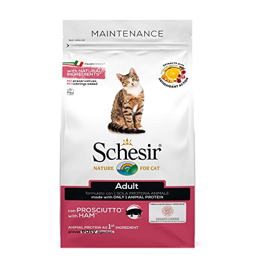 Schesir Cat Adult Maintenance Schinken, Katzenfutter trocken für erwachsene Katzen, Beutel, 1.5 kg von Schesir