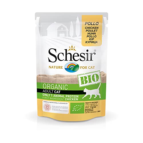 Schesir Cat Bio Monoprotein Huhn, Katzenfutter nass, 16 Beutel x 85 g von Schesir