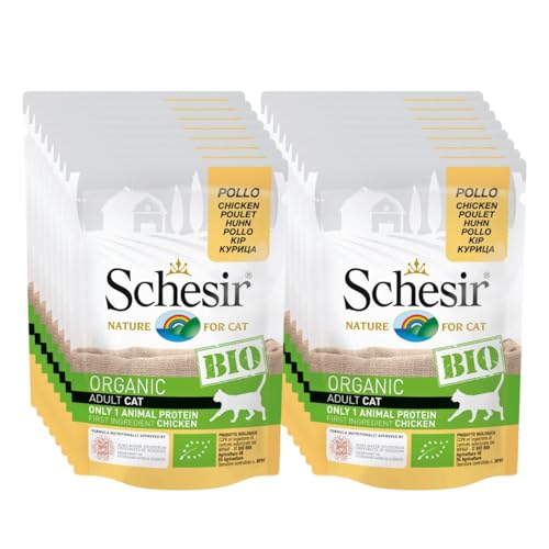 Schesir Cat Bio Monoprotein Huhn, Katzenfutter nass, 16 Beutel x 85 g von Schesir