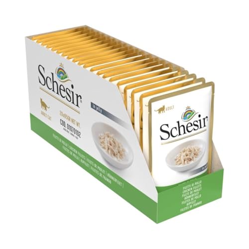 Schesir Cat Jelly Hühnerfilet, Katzenfutter nass in Gelee, 20 Beutel x 85 g von Schesir