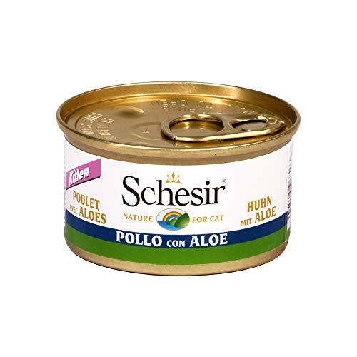 Schesir Cat Jelly Kitten Hühnerfilet mit Aloe Vera , Katzenfutter nass für Kätzchen in Gelee, 24 Dosen x 85 g von Schesir