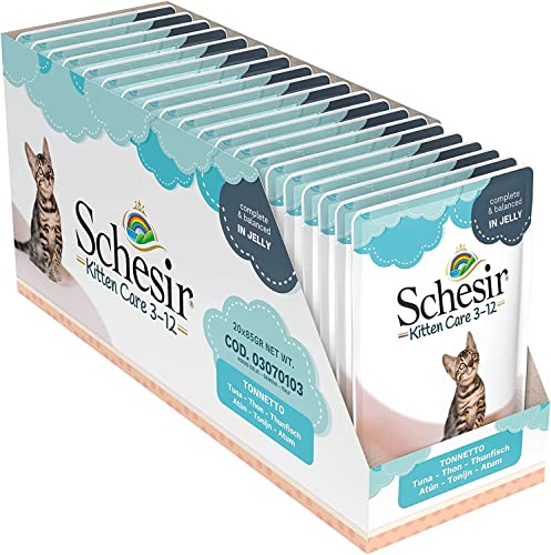 Schesir Cat Kitten Thunfisch, Katzenfutter nass für Kätzchen, 20 Beutel x 85 g von Schesir