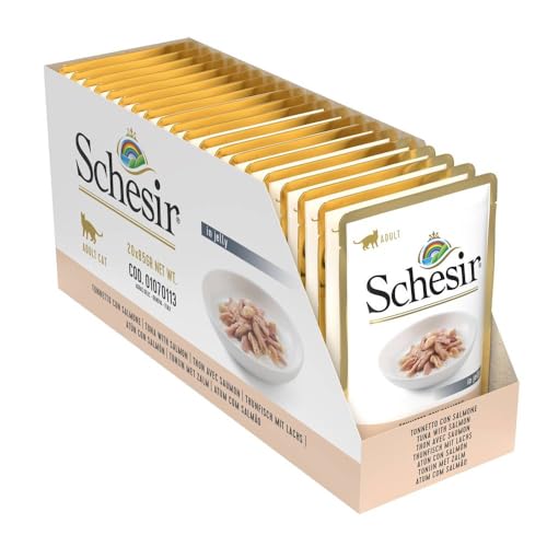 Schesir Cat Jelly Thunfisch mit Lachs, Katzenfutter nass, 20 Beutel x 85 g von Schesir