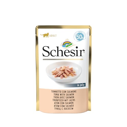 Schesir Cat Jelly Thunfisch mit Lachs, Katzenfutter nass, 30 Beutel x 50 g von Schesir