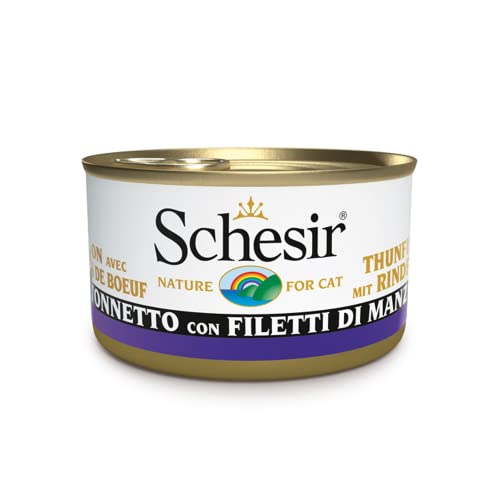Schesir Cat Jelly Thunfisch mit Rind, Katzenfutter nass in Gelee, 24 Dosen x 85 g von Schesir