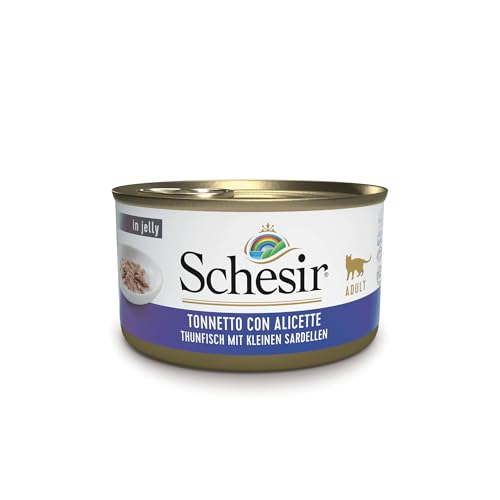 Schesir Cat Jelly Thunfisch mit Sardelle, Katzenfutter nass in Gelee, 24 Dosen x 85 g von Schesir
