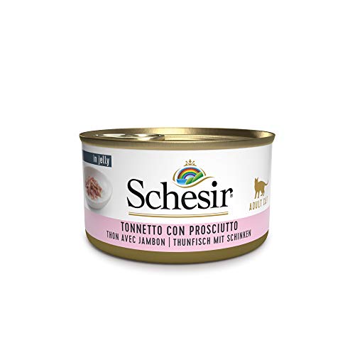 Schesir Cat Jelly Thunfisch mit Schinken, Katzenfutter nass in Gelee, 24 Dosen x 85 g von Schesir