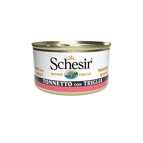 Schesir Cat Jelly Thunfisch mit Seebarbe, Katzenfutter nass in Gelee, 24 Dosen x 85 g von Schesir