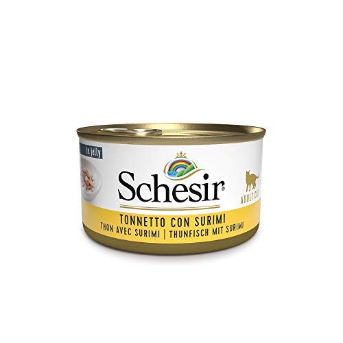 Schesir Cat Jelly Thunfisch mit Surimi, Katzenfutter nass in Gelee, 24 Dosen x 85 g von Schesir