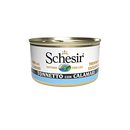 Schesir Cat Jelly Thunfisch mit Tintenfisch, Katzenfutter nass in Gelee, 24 Dosen x 85 g von Schesir