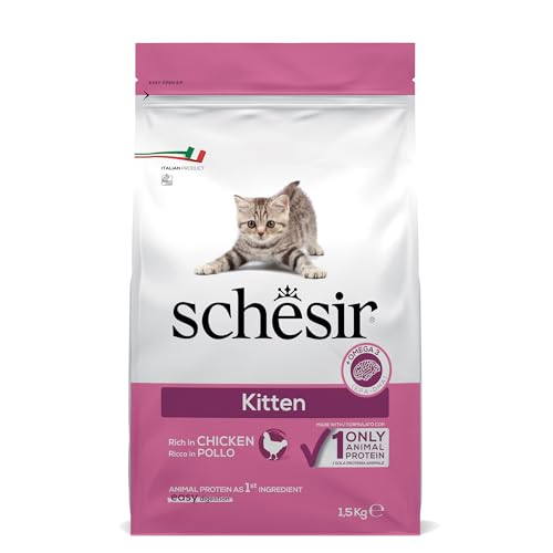 Schesir Cat Kitten Huhn, Katzenfutter trocken für junge Kätzchen, 1.5 kg Beutel von Schesir