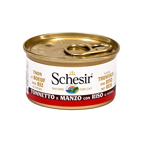 Schesir Cat Natural Thunfisch mit Rind, Katzenfutter nass, 24 Dosen x 85 g von Schesir